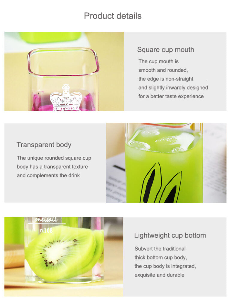 Transparent Borosilicate Light Weight 400ml Square Glass