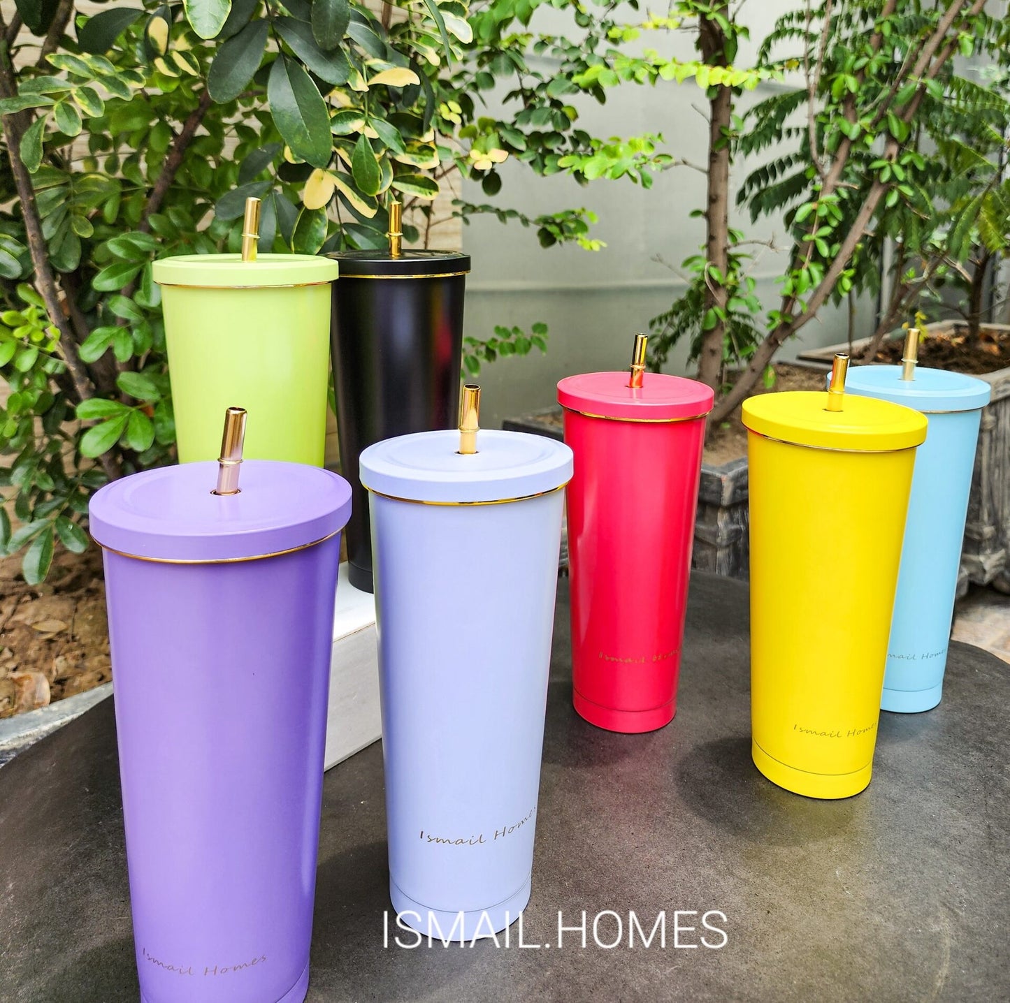 Stainless steel Tumblers with Gold Straw