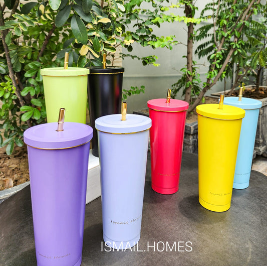 Stainless steel Tumblers with Gold Straw