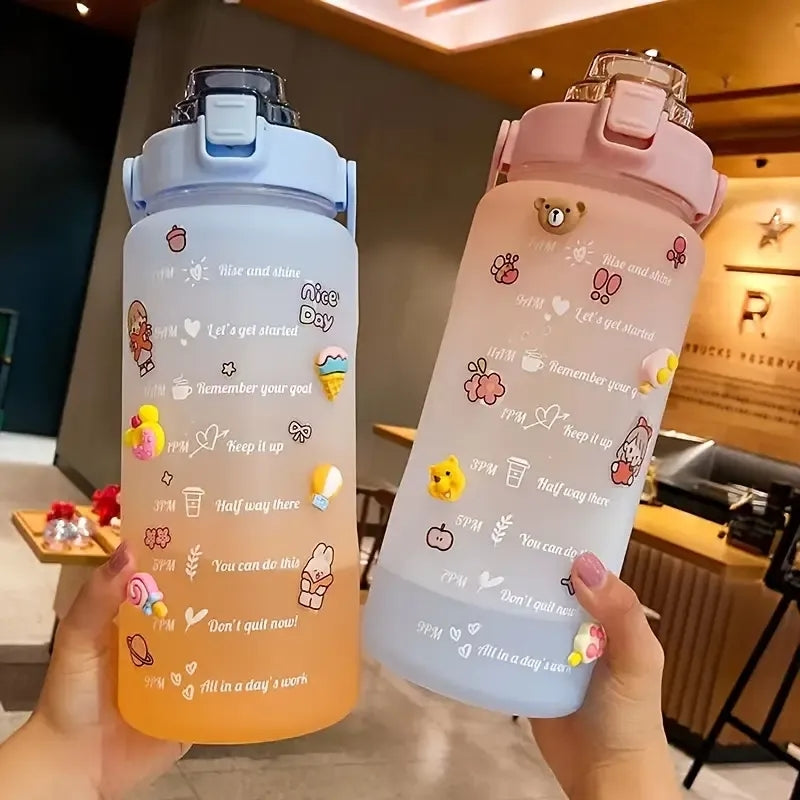 2000ML Gradient water bottle with stickers
