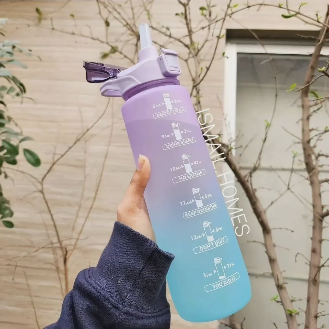 1000ML Gradient Bottle With Straw