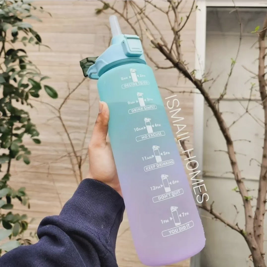 1000ML Gradient Bottle With Straw