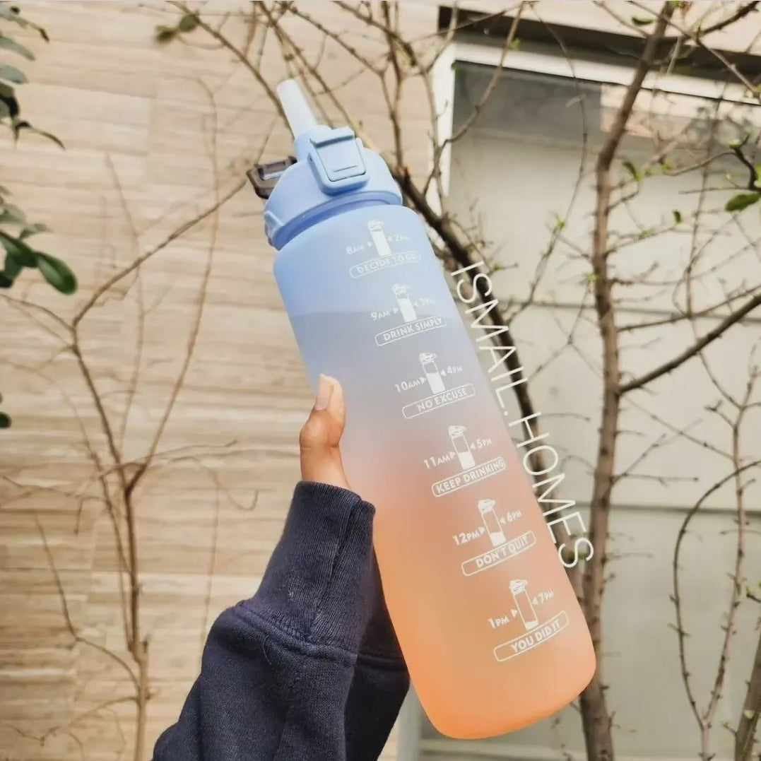 1000ML Gradient Bottle With Straw