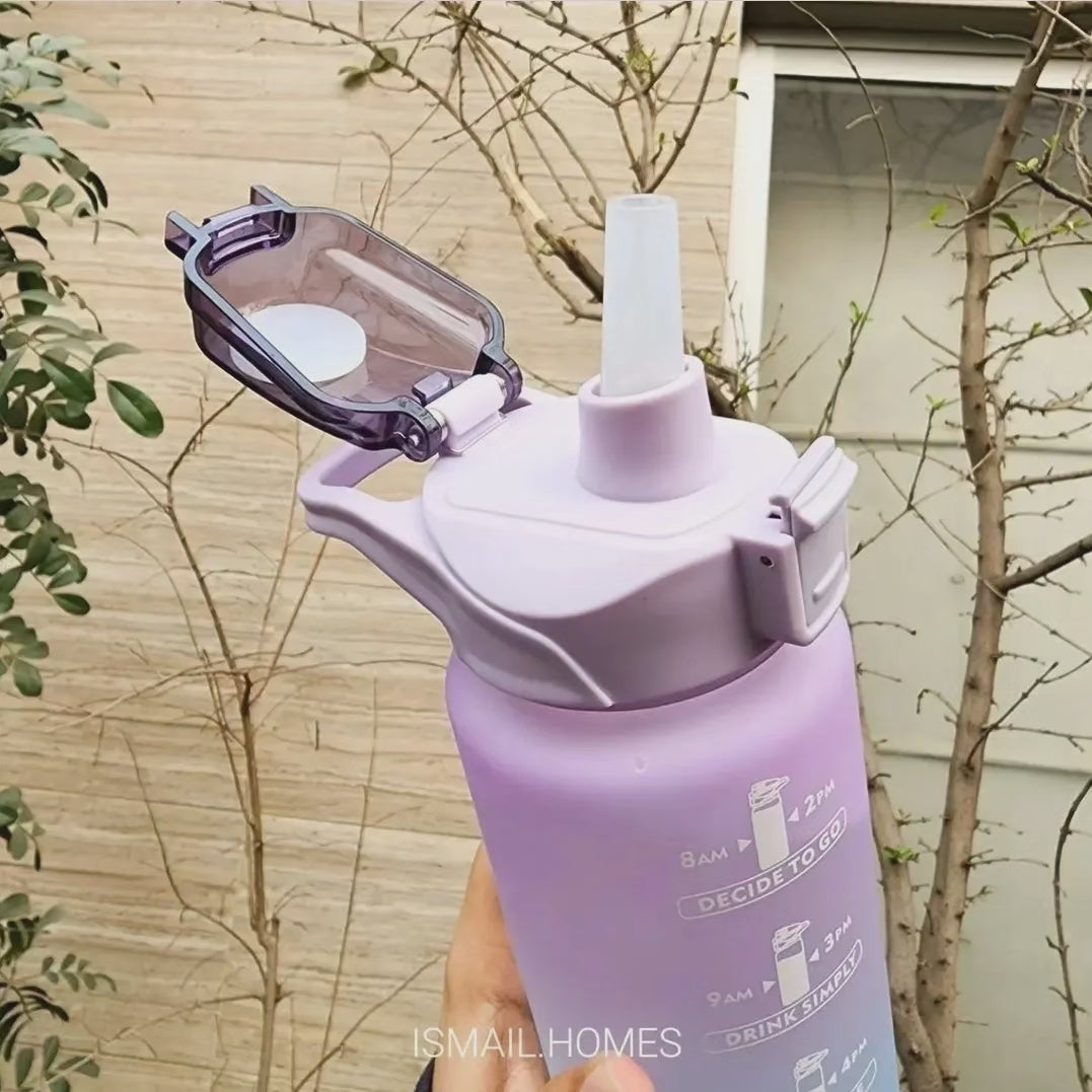 1000ML Gradient Bottle With Straw