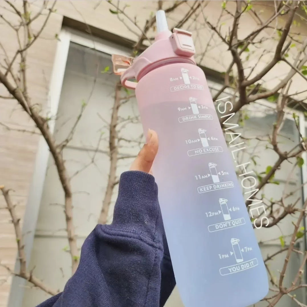 1000ML Gradient Bottle With Straw