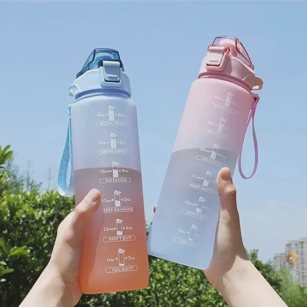 1000ML Gradient Bottle With Straw