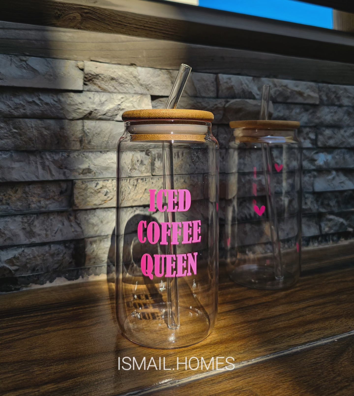 550ML Can Glass with Lid and Glass Straw - Pink Series