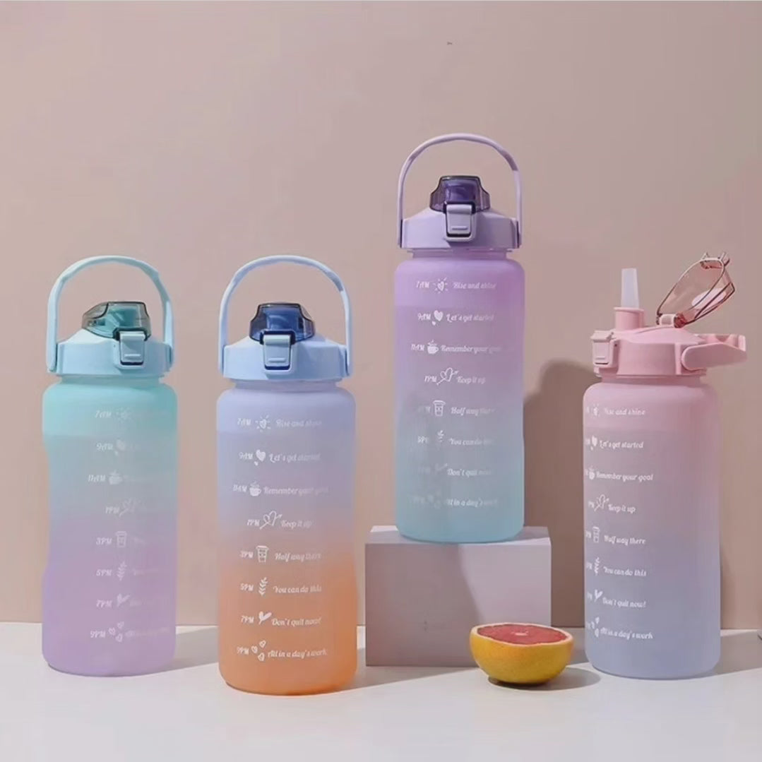 2000ML Gradient water bottle with stickers