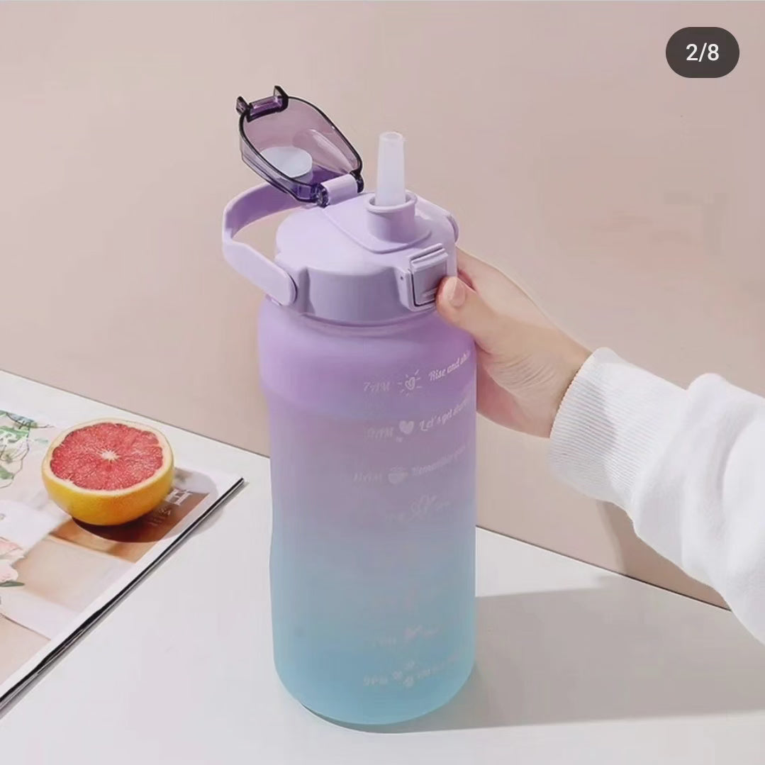 2000ML Gradient water bottle with stickers