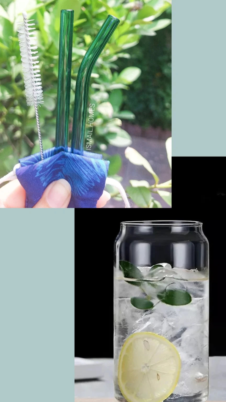 550ML CAN GLASS WITH STRAW SET (2 GLASS STRAWS)