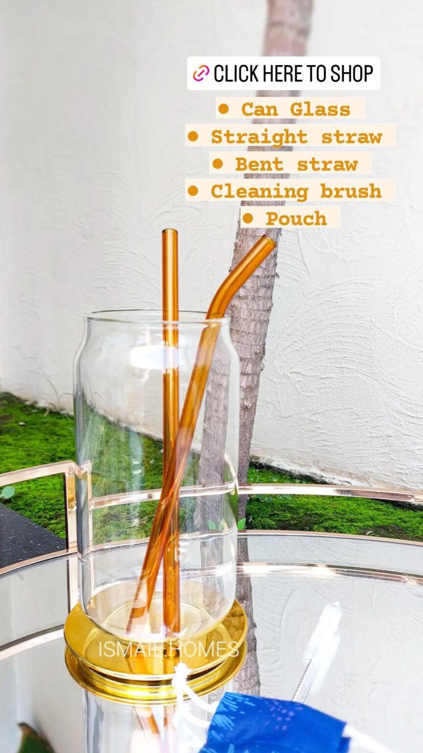 550ML CAN GLASS WITH STRAW SET (2 GLASS STRAWS)