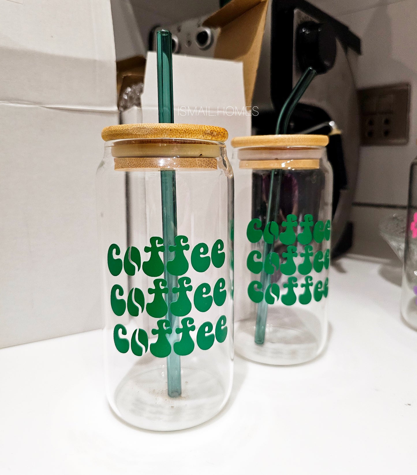 550ml Customized Can Glass with Lid and Colored Straw