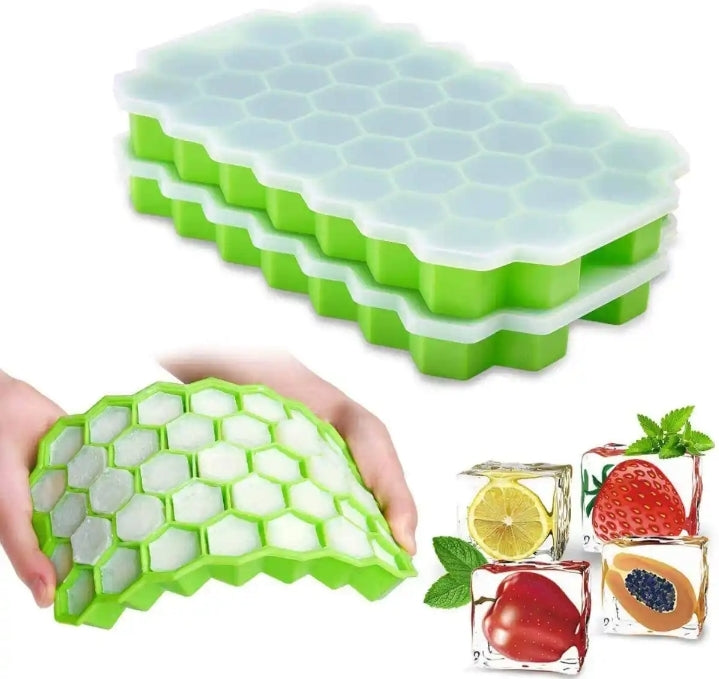 Hexagonal Silicone Ice Tray with Cover