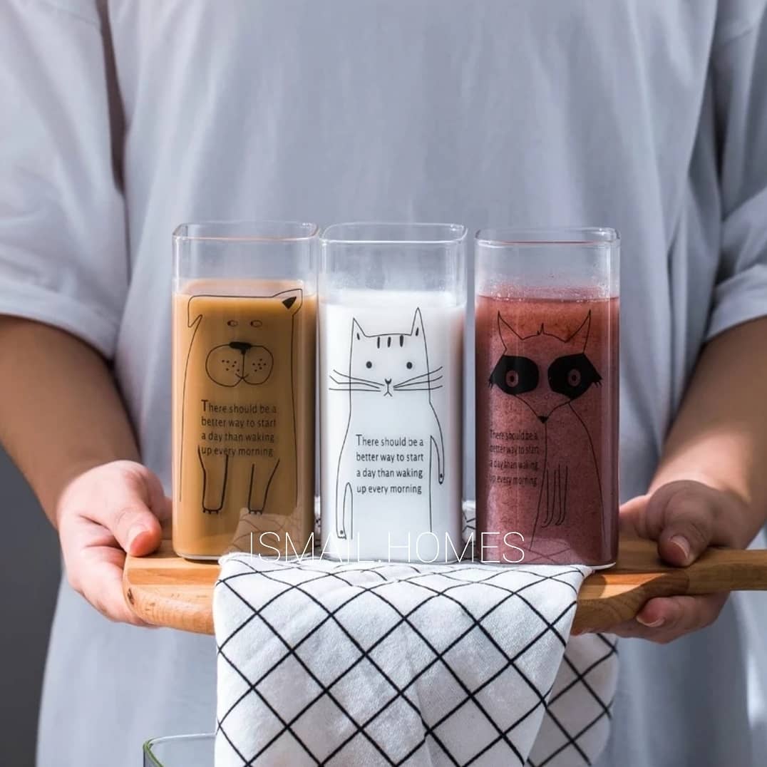 Transparent Borosilicate Light Weight 400ml Square Glass