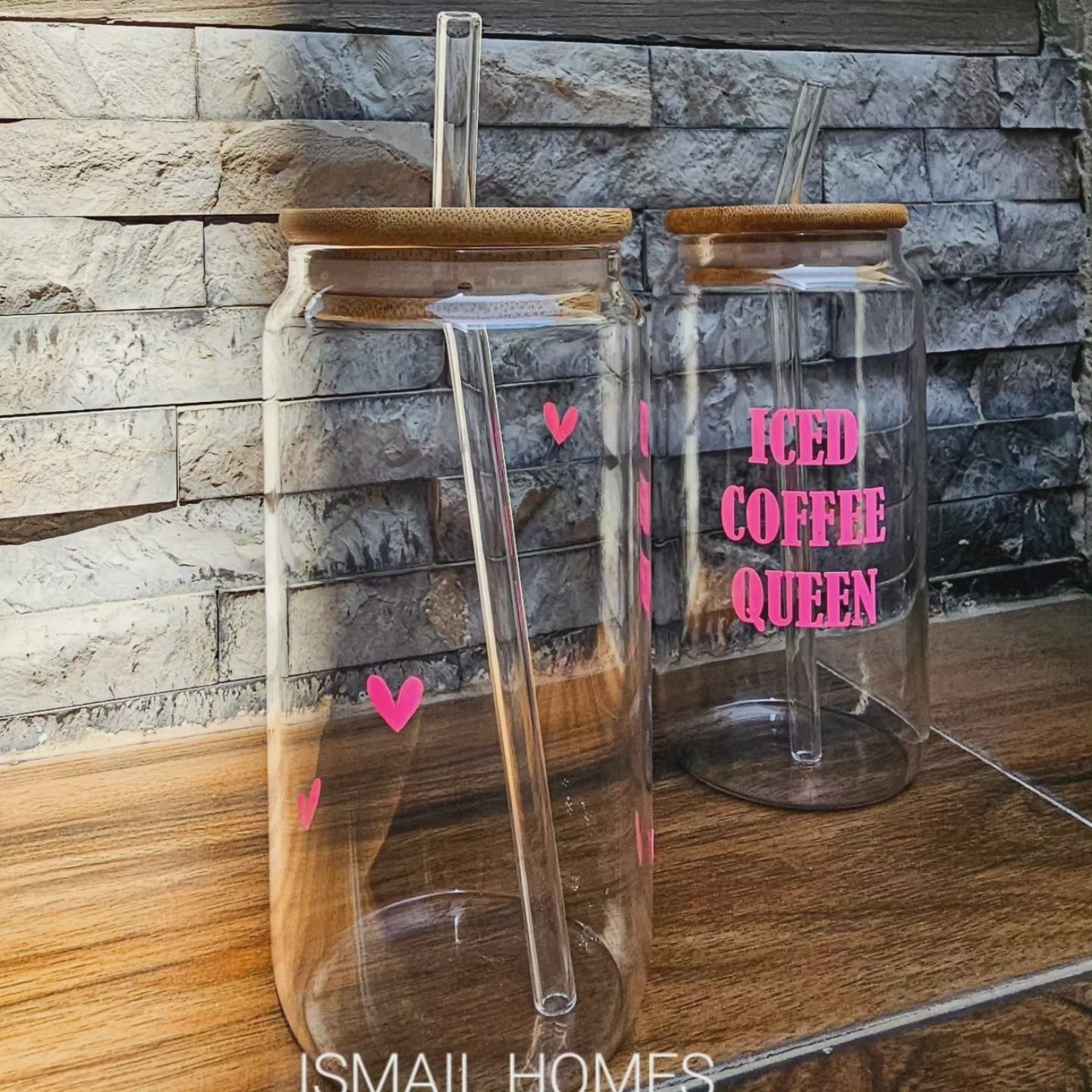 550ML Can Glass with Lid and Glass Straw - Pink Series