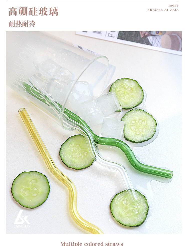 Wavy Glass Straws (Set of 4)