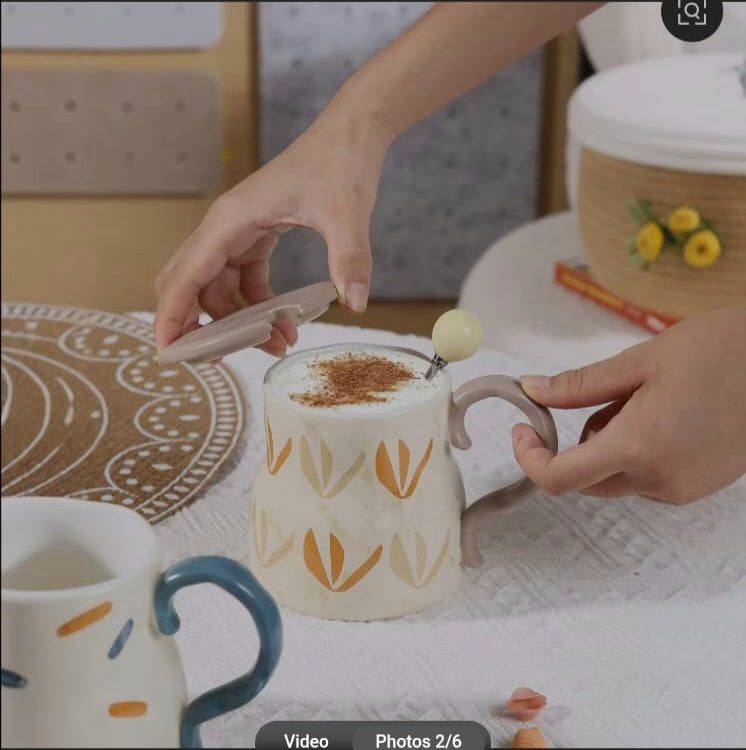 Vintage Ceramic Mug with Lid