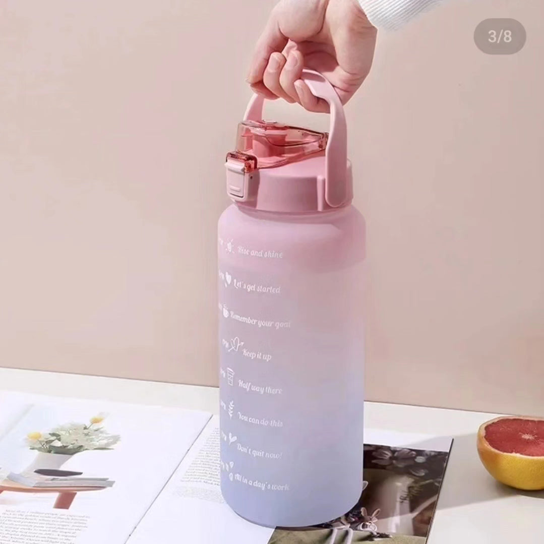 2000ML Gradient water bottle with stickers