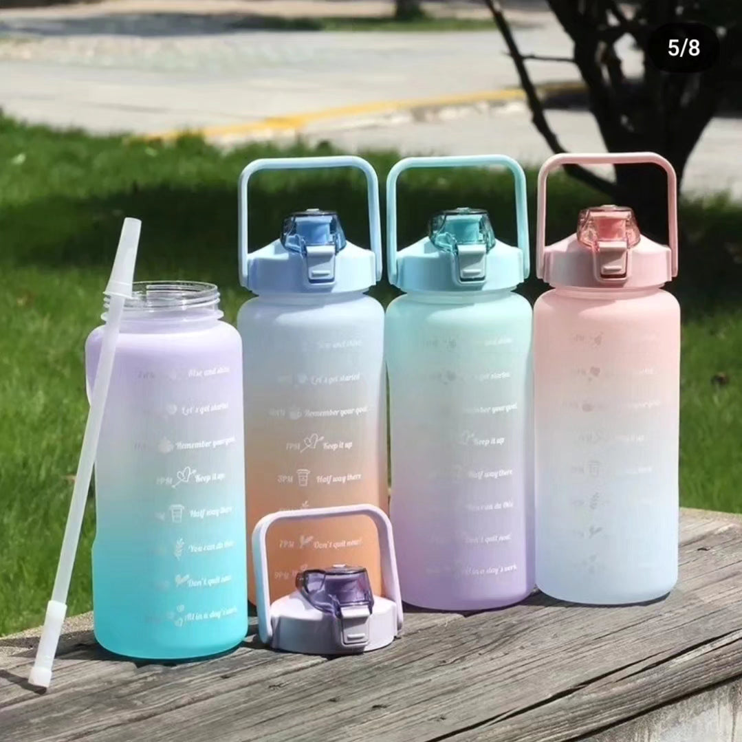 2000ML Gradient water bottle with stickers