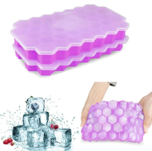 Hexagonal Silicone Ice Tray with Cover