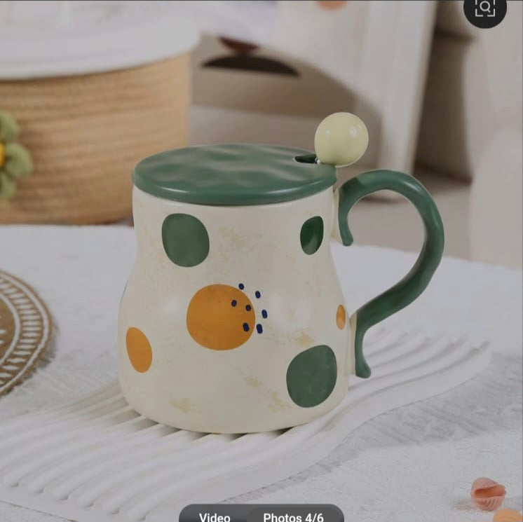 Vintage Ceramic Mug with Lid