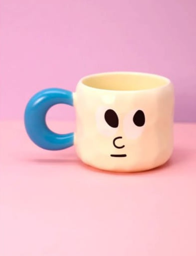 Cartoon Personality Expression Mug with Straw
