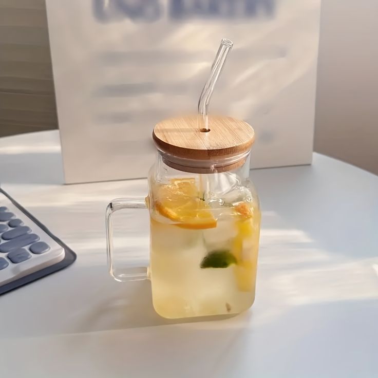 Boro silicate Mason Jar with Glass Straw