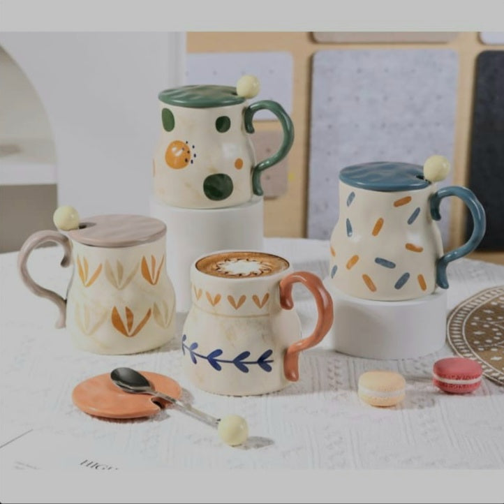 Vintage Ceramic Mug with Lid