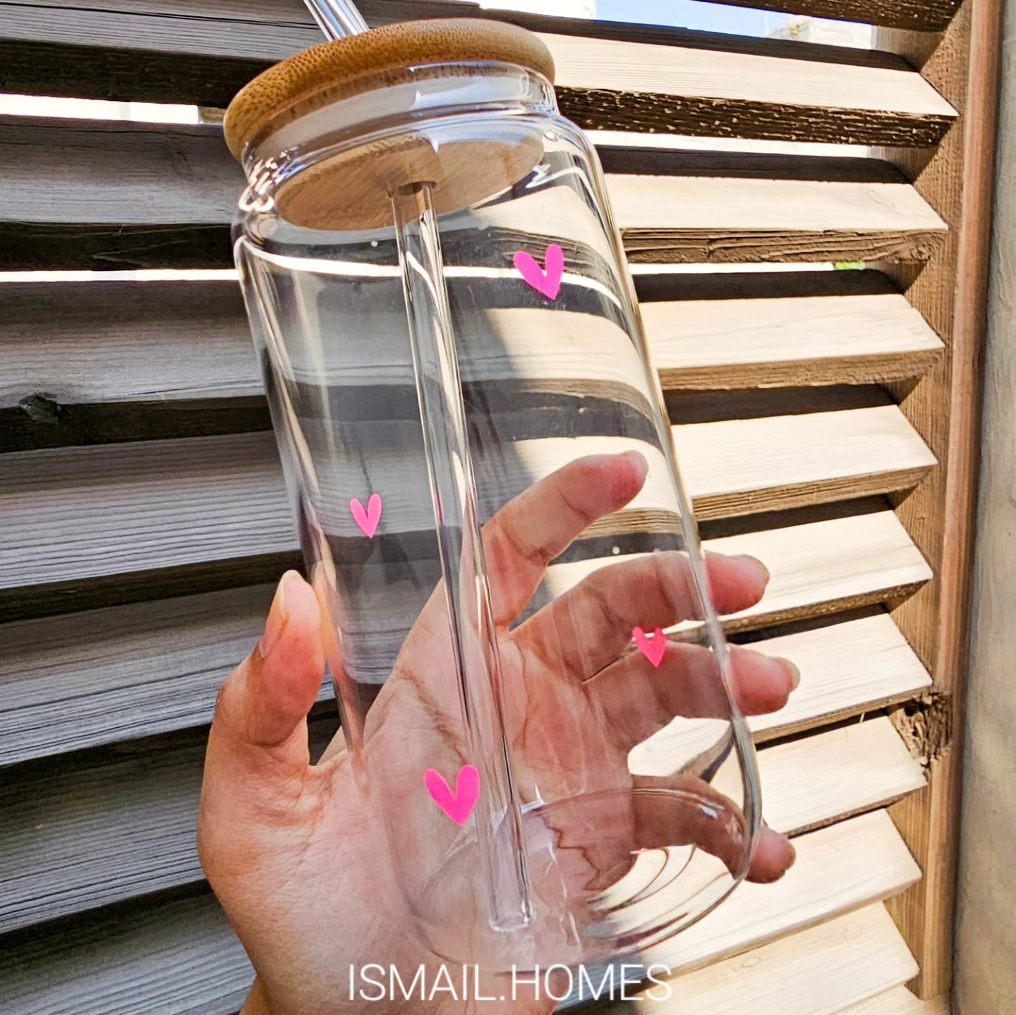 550ML Can Glass with Lid and Glass Straw - Pink Series