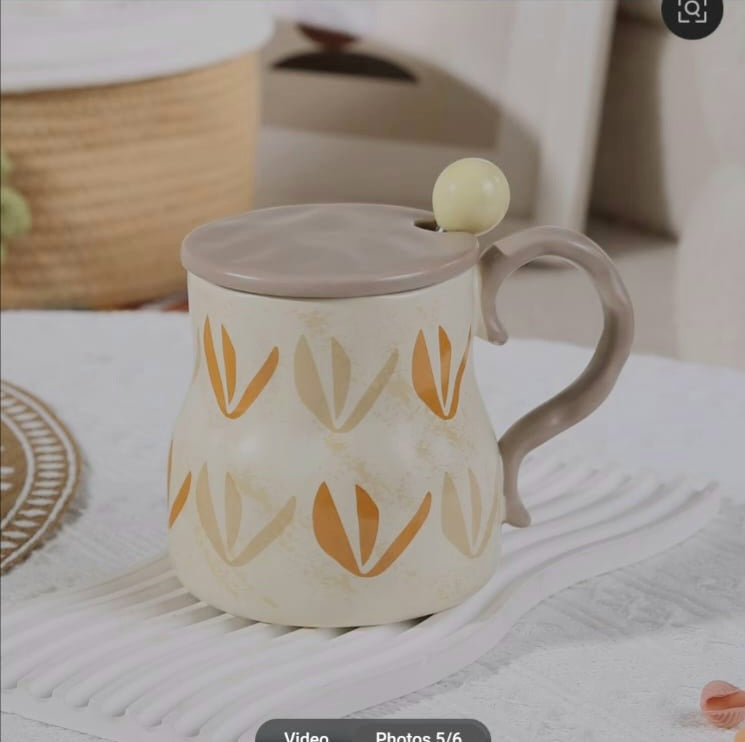 Vintage Ceramic Mug with Lid