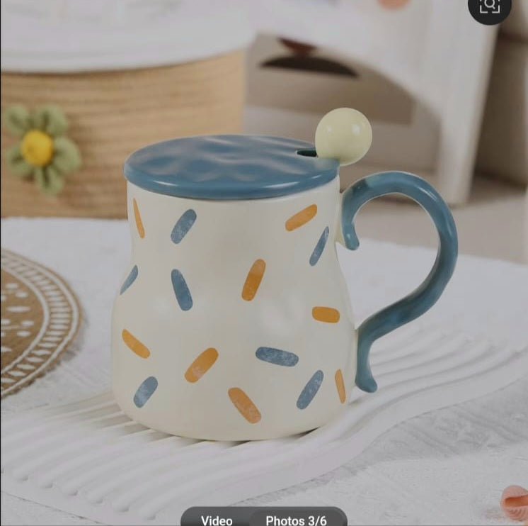 Vintage Ceramic Mug with Lid