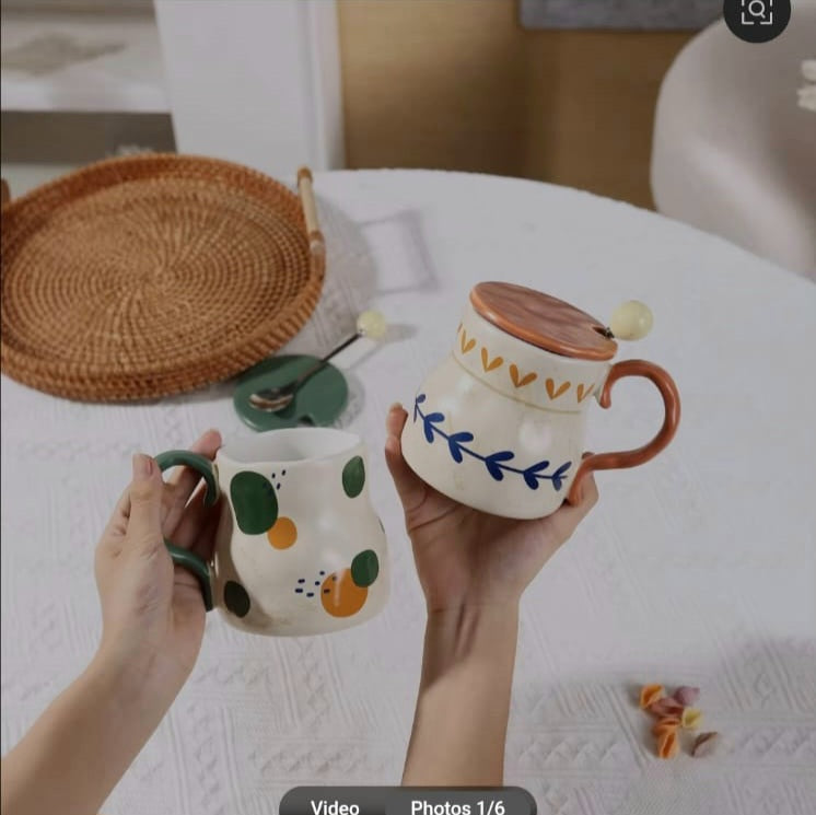 Vintage Ceramic Mug with Lid